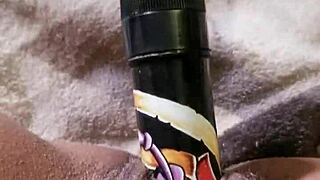 Ebony MILF tries out new toy, and squirts multiple times