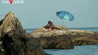 Tanned beauty gets fucked on naked beach