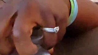 Ebony girl in pink pleases herself with a toy on her KuroYukiExperience
