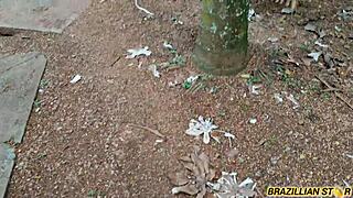 A 18-year-old babe took dad's friend fucking in woods