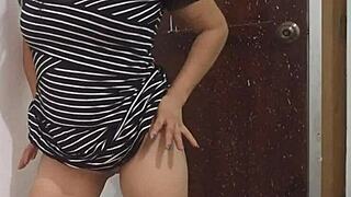 Sexy stepmother dances and flashes buttocks before wedding