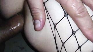 A couple enjoys leisurely sex with a beautiful milf in lingerie and stockings