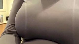 jerking off on stepmom's huge milky tits during outdoor steamy session.