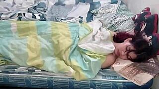 stepson loses virginity to beautiful stepsister in doggystyle creampie.