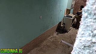 that naughty latina milf swallowing cum from her neighbor's huge cock