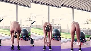 Blonde Milf in Glasses Rocks Sexy Workout!