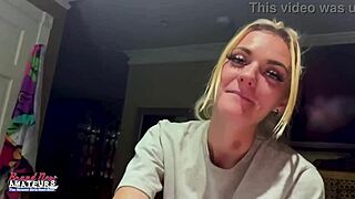 Petite mature blonde's playful nipple rub and fingering