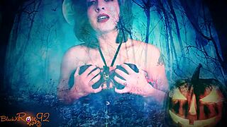 Ghostly ghoulfriend gives steamy jerk-off instructions in costume!