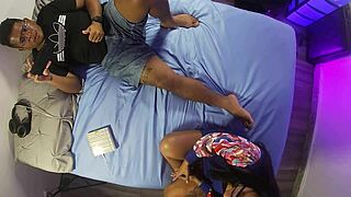 Desperate stepmom with a roof view gets knocked up
