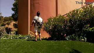 Cock craving beauty Eva Angelina sucks and fucks a big cock outdoors