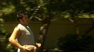 Eva Angelina deepthroats thick dick outdoors.