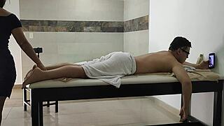 A hot massage with a girl with a big ass