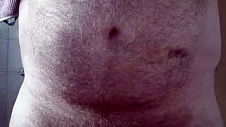 Rustyas1 - happy belly rubbing and masturbating with hairy skin