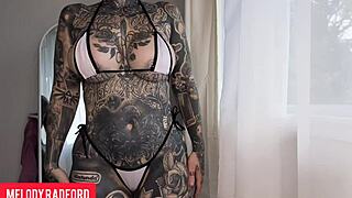 She tried on micro bikinis and became too hot to handle