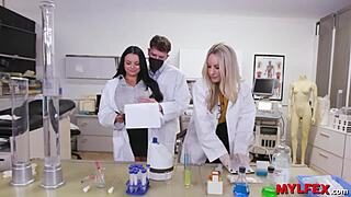 Mylfex - a scientist with big tits working hard in the lab