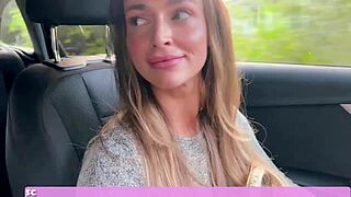 auto userdate gone wrong - german student squirts in car during casting