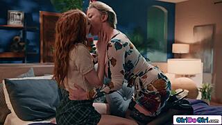 redhead's nipples tugged while facesitted by busty milf, huh?