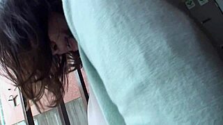 Japan Mom Sucks Big Cock While Bent Over in Lingerie on Bed