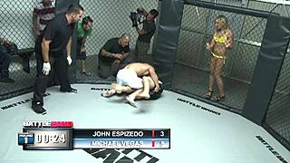 Blonde milf takes big cock in fishnet ring