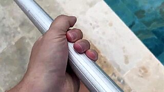 risky outdoor encounter with stepmom by the pool