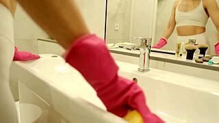 Cleaning Lady Spices Up Your Bathroom with Her Legs