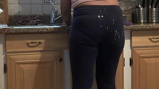 my turkish stepmom nearly caught me cumming on her big ass.