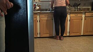 my turkish stepmom nearly caught me cumming on her big ass.