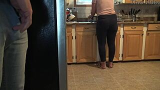 my turkish stepmom nearly caught me cumming on her big ass.