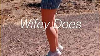 Milf Shows Her Shaved Pussy in Public, Hairless Ass and Outdoor Skirt Tease.