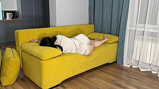 Milf With A Big Ass Was Waiting On Her Husband's Couch But She Was Fucked In The Ass