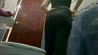 Hidden Camera Catches Stepmom and Stepsister Peeing in Public Bathroom with Big Butts
