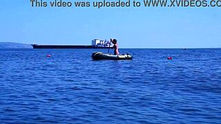 just chilling on a boat with mature babe on volga-river
