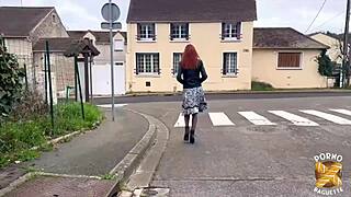 Luna, the flamboyant redhead milf, loves hard cocks but teases with sexy stockings and beautiful ass.