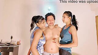 Two wives enjoy great threesome ffm with Uttaran20