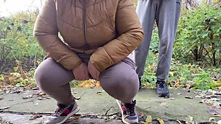 Hell Yeah! Curvy Milf Pisses Outdoors in Leggings!