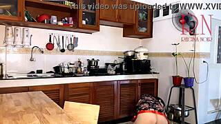 housewife in pantyhose, umm, naked maid in kitchen gets off while cookin, ya know, c4