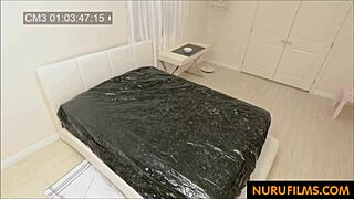 Busty Asian MILF gives an amazing hidden massage with handjob 😍