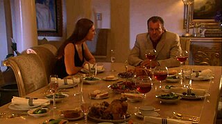 Brunette milf fucked in the living room with monster cock, shoes, licking, facial, big cock, and cumshot.