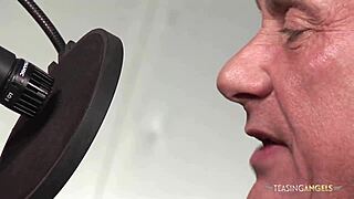 busty brunette pounded hard by two music producers in wild threesome