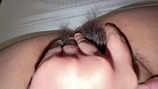 Hot Indian milf with big tits plays horny with hairy pussy in homemade clip