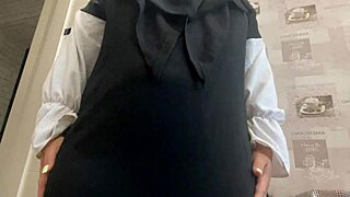 Syrian milf teases pussy in panties.