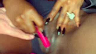 Black Model Teases White Guy with Vibrator in Solo Play