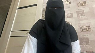 Syrian milf teases pussy in panties.