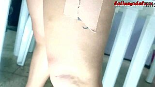 Latina Teacher in Lingerie Seduces Pregnant Student to Pose Sexily and Grab His Cock