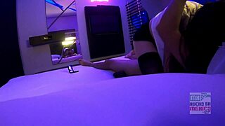 Secretary cuckold banging in front of her husband, shocking scene!