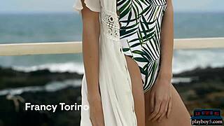 Italian Petite Milf Model Francy Torino Strips Outdoors for You