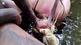 Wild Public Sex at Waterfall with Fisherman, 100% Raw Anal