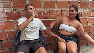 Brunette Sister-in-Law Creampie in Standing Sex