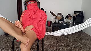 Dressed as Submissive Indian, Masturbating Tight Pussy