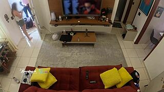 hot wife thay ksada teases delivery man on sofa